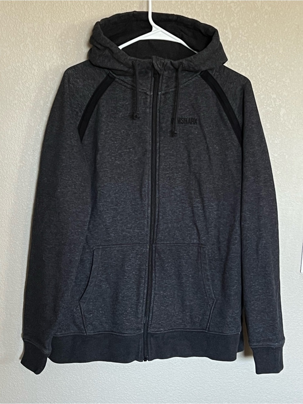 Gymshark Men's Dark Charcoal Gray Full-Zip Hoodie